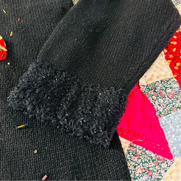 Vintage Y2K Tiara Intl Black Holiday Cardigan Sweater with Snowmen Size XL 2002 - Picture 6 of 9